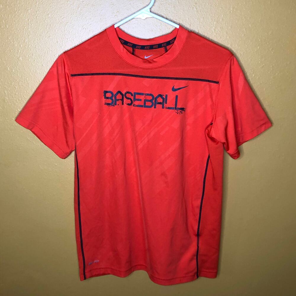 Nike Dri-Fit Orange Baseball Short Sleeve Shirt XL